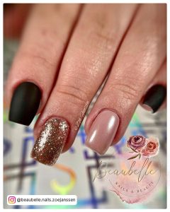 Square Acrylic Nails Black With Glitter