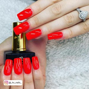 Square Red Tip Nails