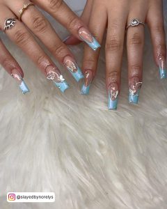 White And Blue French Tip Nails