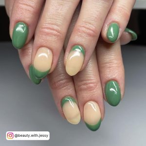 White And Green Christmas Nails