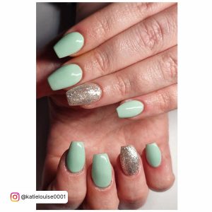 White And Mint Green Nails