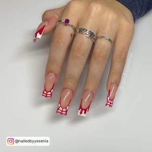 White And Red Halloween Nails