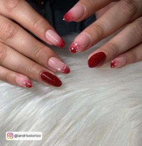 White And Red Ombre Nails