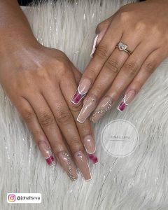 White Coffin Nails With Silver Glitter