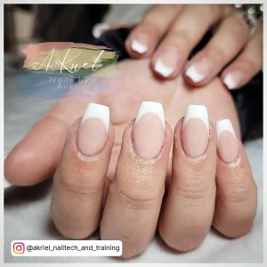 White French Tip Coffin Nails