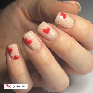 White Nails With A Red Heart