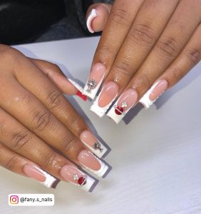 White Nails With Red Bottoms