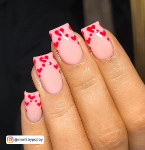 White Nails With Red Heart