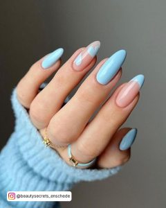 Winter Blue Nail With Hearts