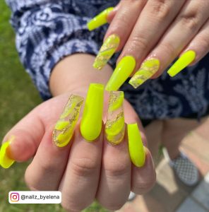 Yellow Acrylic Nails Coffin