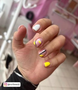 Yellow And Black Nail Design For Short Length