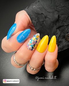 Yellow And Blue Ombre Nails