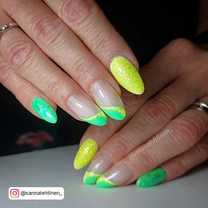 Yellow And Green Nail Design