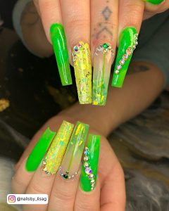 Yellow And Green Nails