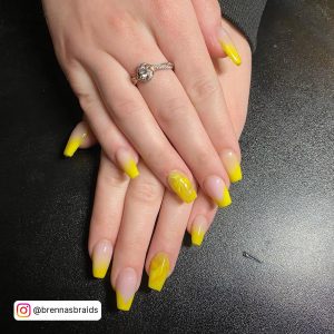 Yellow Coffin Nails Short