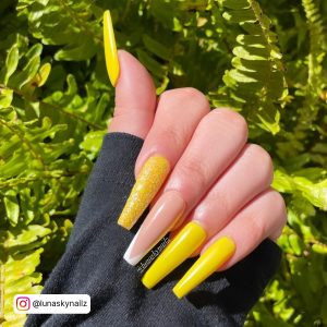 Yellow Coffin Shaped Nails