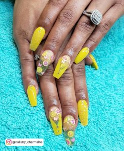 Yellow Nails Ideas Coffin