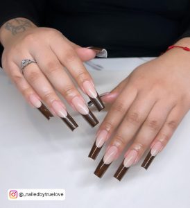 Acrylic Brown French Tip Nails