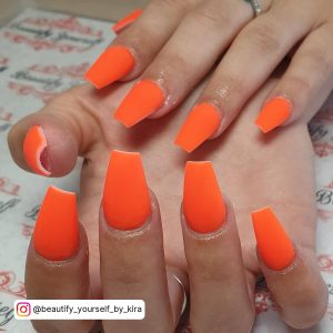 Acrylic Nail Designs Matte Bright Orange Nails