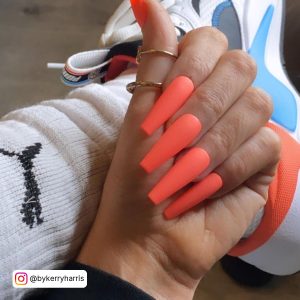 Acrylic Nail Designs Matte Orange Nails