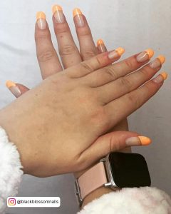 Acrylic Nail French Manicure Orange Tips