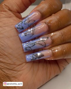 Acrylic Nails Butterfly Purple