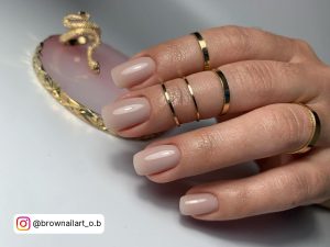 Acrylic Nails Nude And Gold