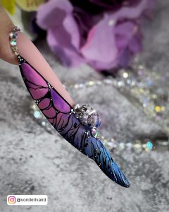 Acrylic Nails Purple Butterfly