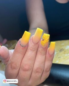Acrylic Yellow Ombre Nails