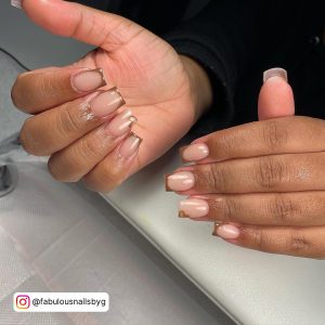 Almond Nails French Tip Brown