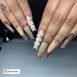 Beige And Brown Ombre Nails