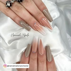 Black And Grey Ombre Coffin Nails