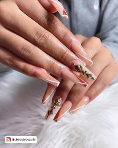 Black And Nude Coffin Nails