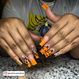 Black And Orange Nails Halloween