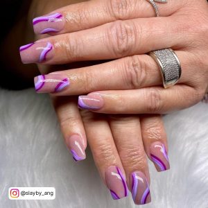 Black And Purple Nails Short