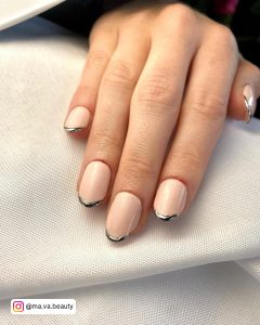 Black Chrome French Nails