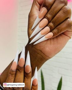Black French Manicure Stiletto Nails