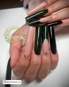 Black French Tip Nails Long
