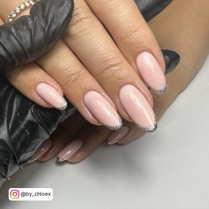 Black French Tip Nails With Silver