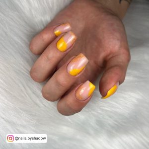 Black Nails With Orange Glitter