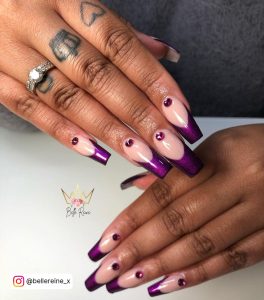 Black Nails With Purple Chrome