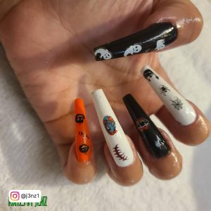 Black Orange Halloween Nails
