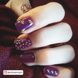 Black Purple Gold Nails