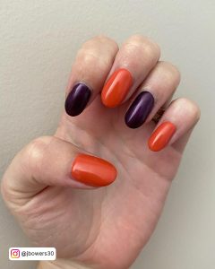 Black Purple &Amp; Orange Halloween Nails