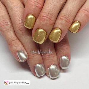 Black Silver And Gold Nails