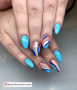 Blue And Orange Nail Tip Designs