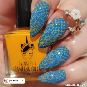 Blue And Orange Nails Design