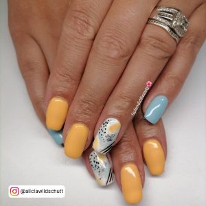 Blue And Orange Nails Designs