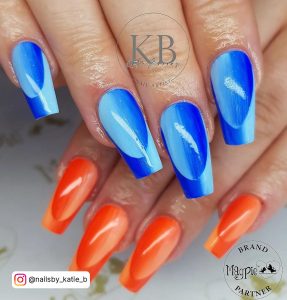 Blue And Orange Ombre Nails
