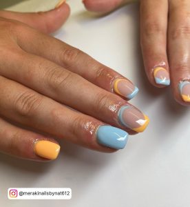 Blue And Orange Toe Nails